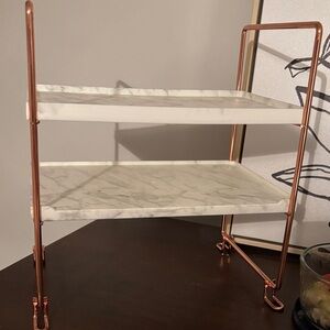 Marble plastic and Copper Two-Tier Shelf